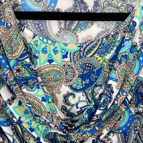 Tradition Paisley Blouse Draped Neck Flutter Sleeves Sz Small - Picture 4 of 6